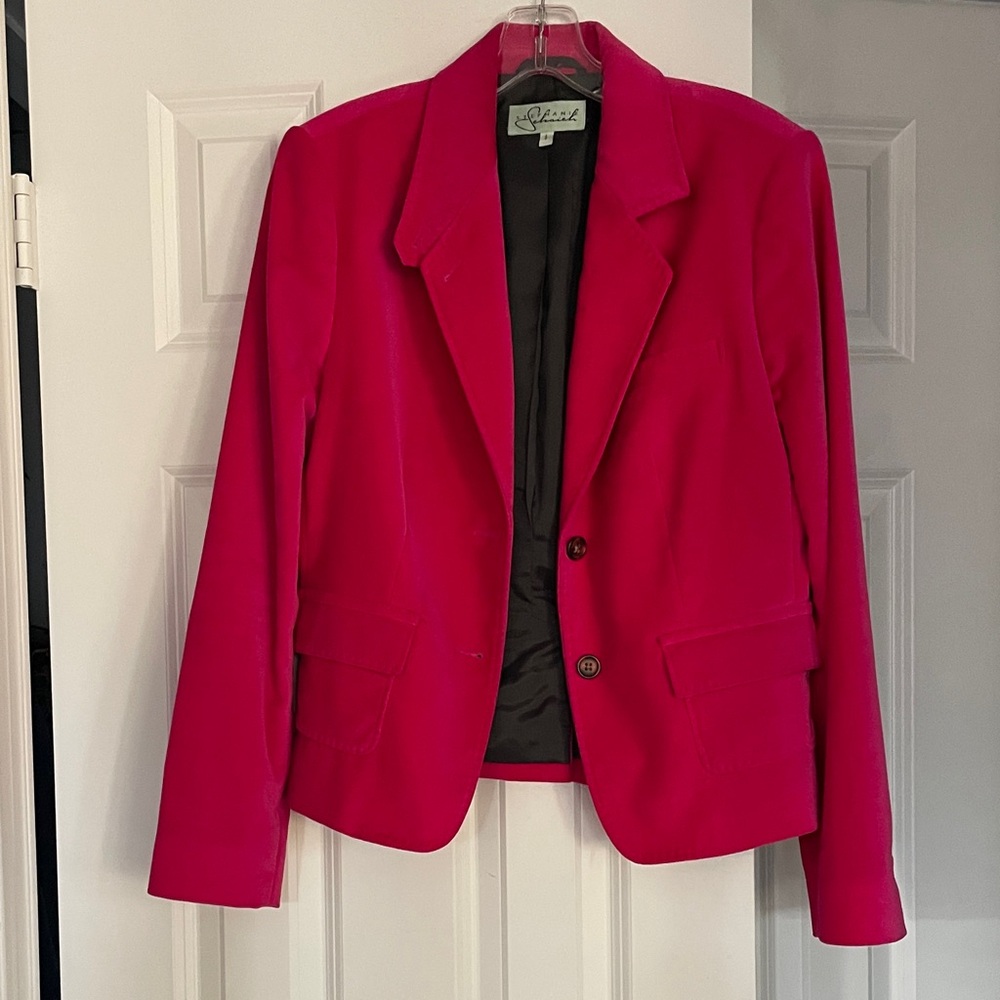 Women's Hot Pink Velveteen Blazer